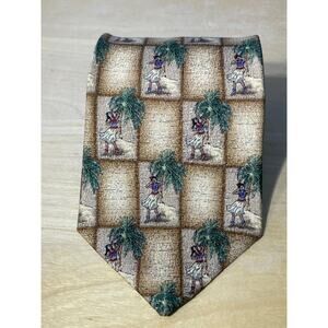 Vintage Hula Girls Tropicals by Tango Silk Necktie Hawaiian Palm Trees Beachy